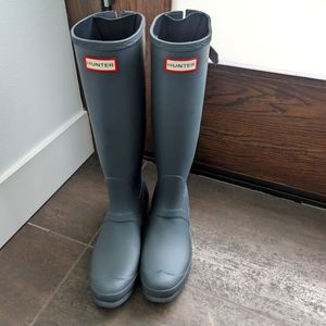 Dark grey hunter rain boots